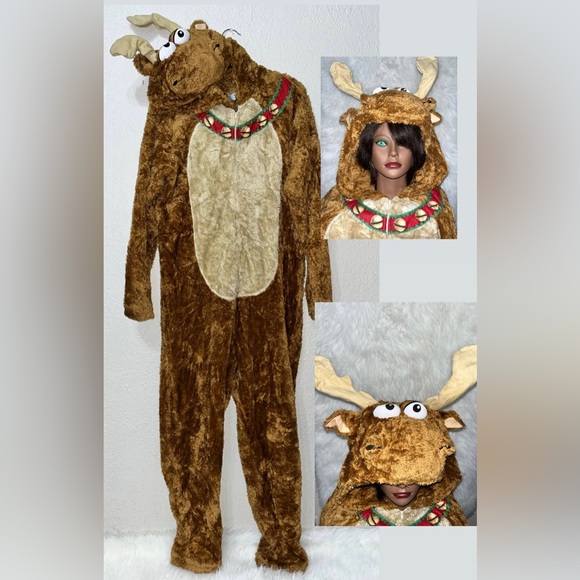 🦌🚫SOLD🚫Jingle Bell Moose
Onesie Hooded Pajama Brown🦌 - Picture 8 of 8